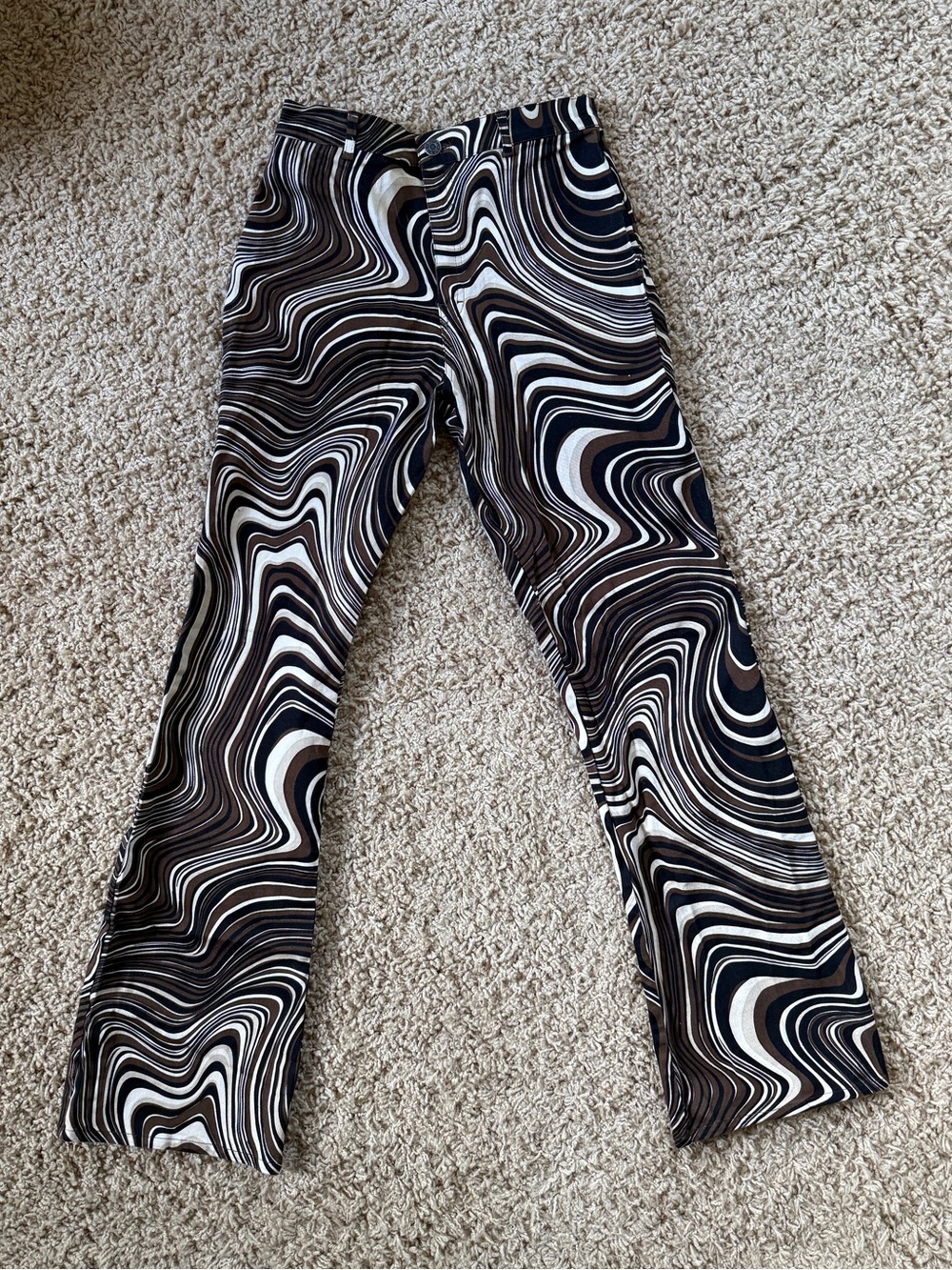 Motel Rocks Black & White Swirl Flared Pants